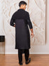 Men's Black Viscose Kurta, Pyjama And Dupatta Set.
